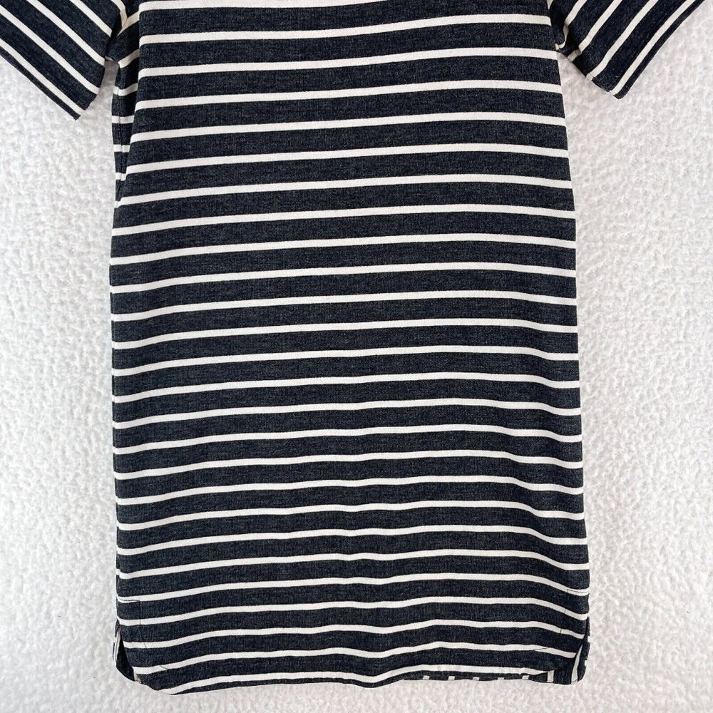 LOFT Dark Gray and White Striped Casual Dress - Picture 5 of 14